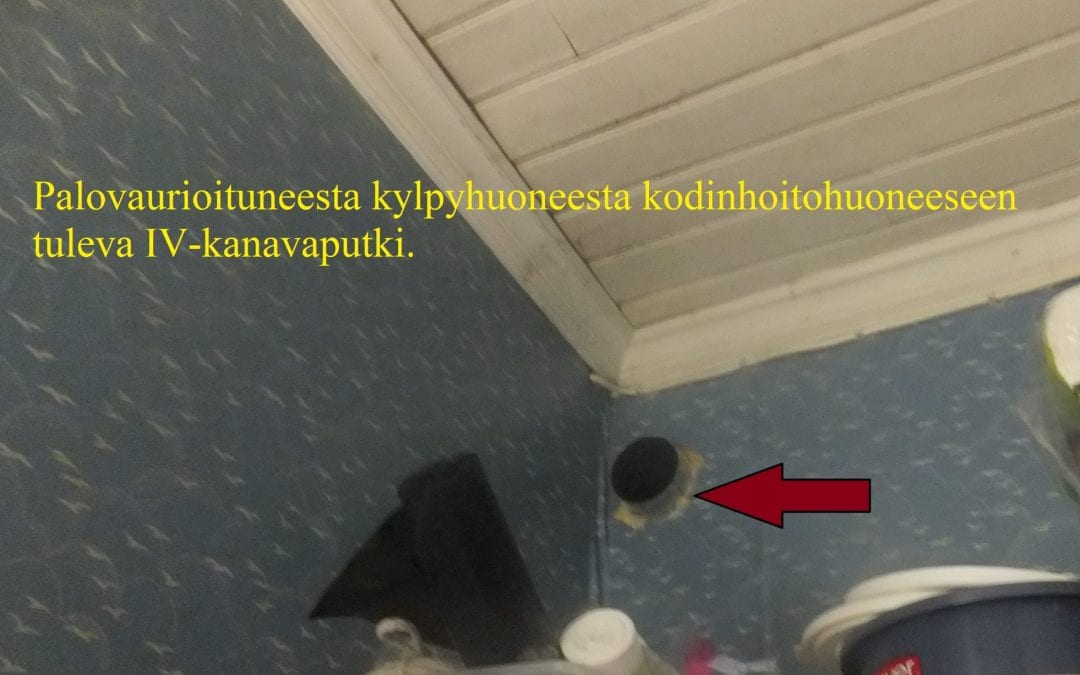 Palo, sähkölaitteen oikosulku kylpyhuoneessa, Irtaimisto