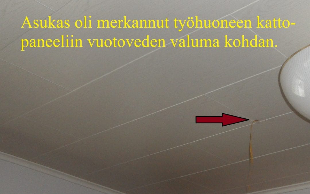 Vesi, kosteusvaurio työhuoneessa