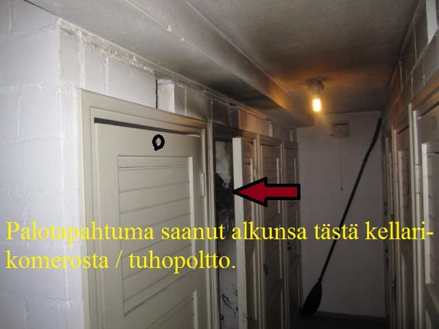 Palo, tuhopoltto kellarikomerotilassa