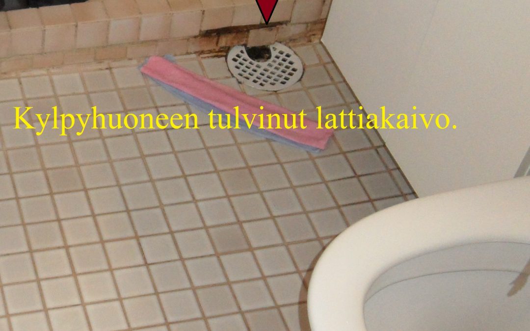 Vaurio asunnon kylpyhuoneen lattiakaivo padotti siinä olleen tukoksen vuoksi