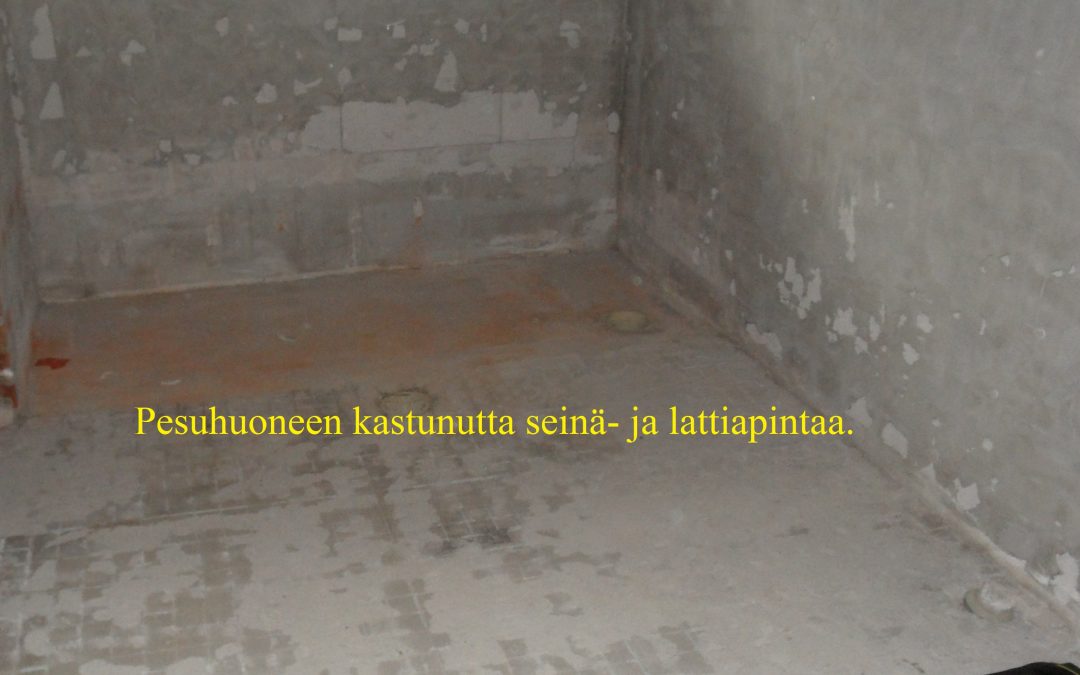 Vesi, kosteusvaurio omakotitalon sauna-, pesutiloissa