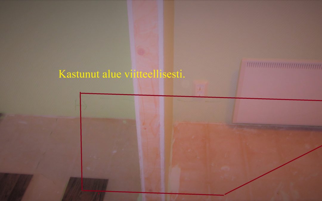 Vesi, kosteusvaurio, vesiämpärin kaatuminen